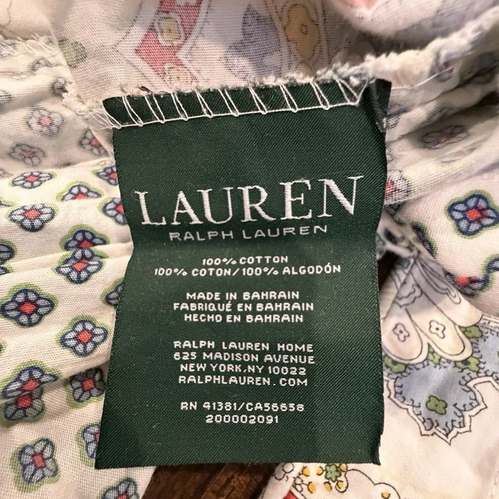 Ralph Lauren Standard Full Queen Set Duvet Cover Shams Paisley Floral Cotton